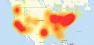 Level 3 outtage DDoS map from Downdetector.com